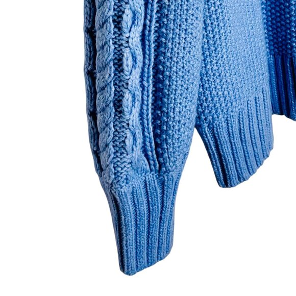 NWOT Talbots Cable Knit Sweater Woman's Plus 2X Balloon Sleeves Blue Crewneck - Picture 5 of 11
